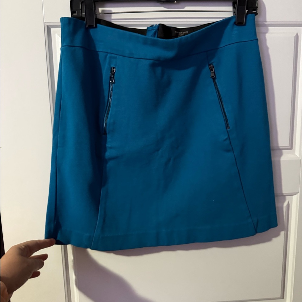 Ann Taylor Teal Mini Skirt with Zipper Accents